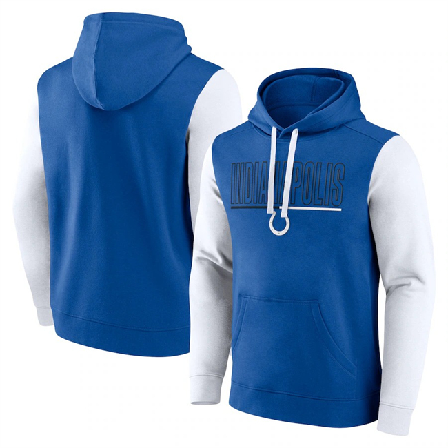 Men's Blue/White Indianapolis Colts Outline Pullover Hoodie